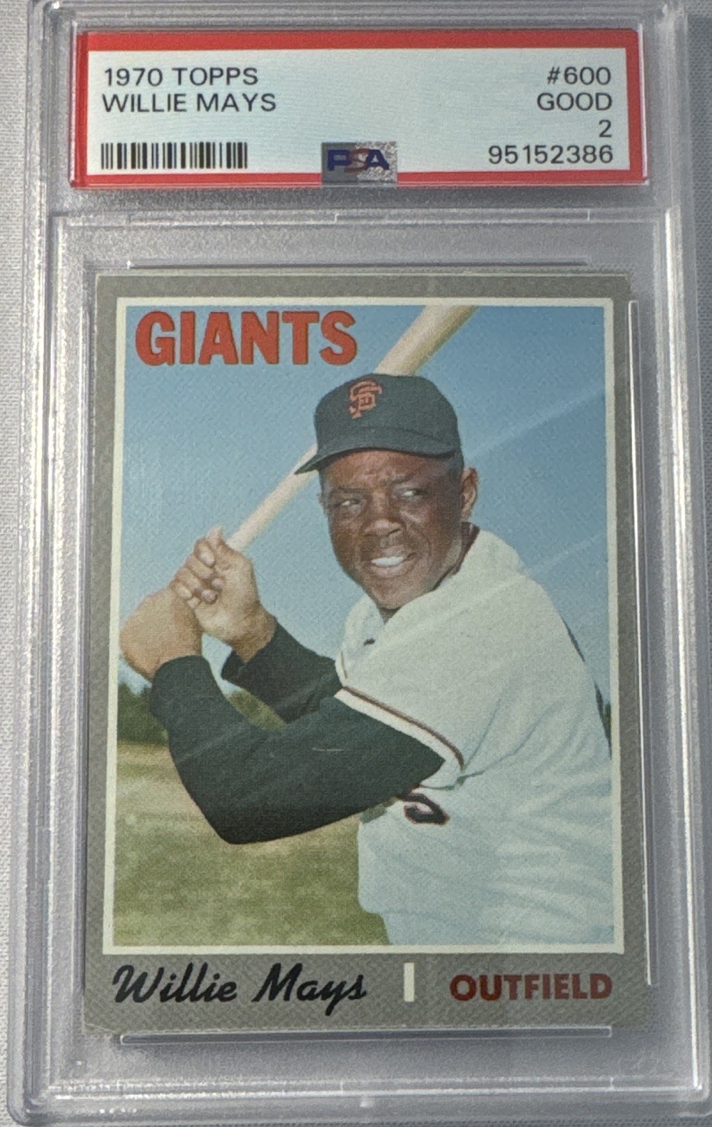 Topps 1970 Willie Mays #600 San Francisco Giants PSA 2 Graded Baseball Card