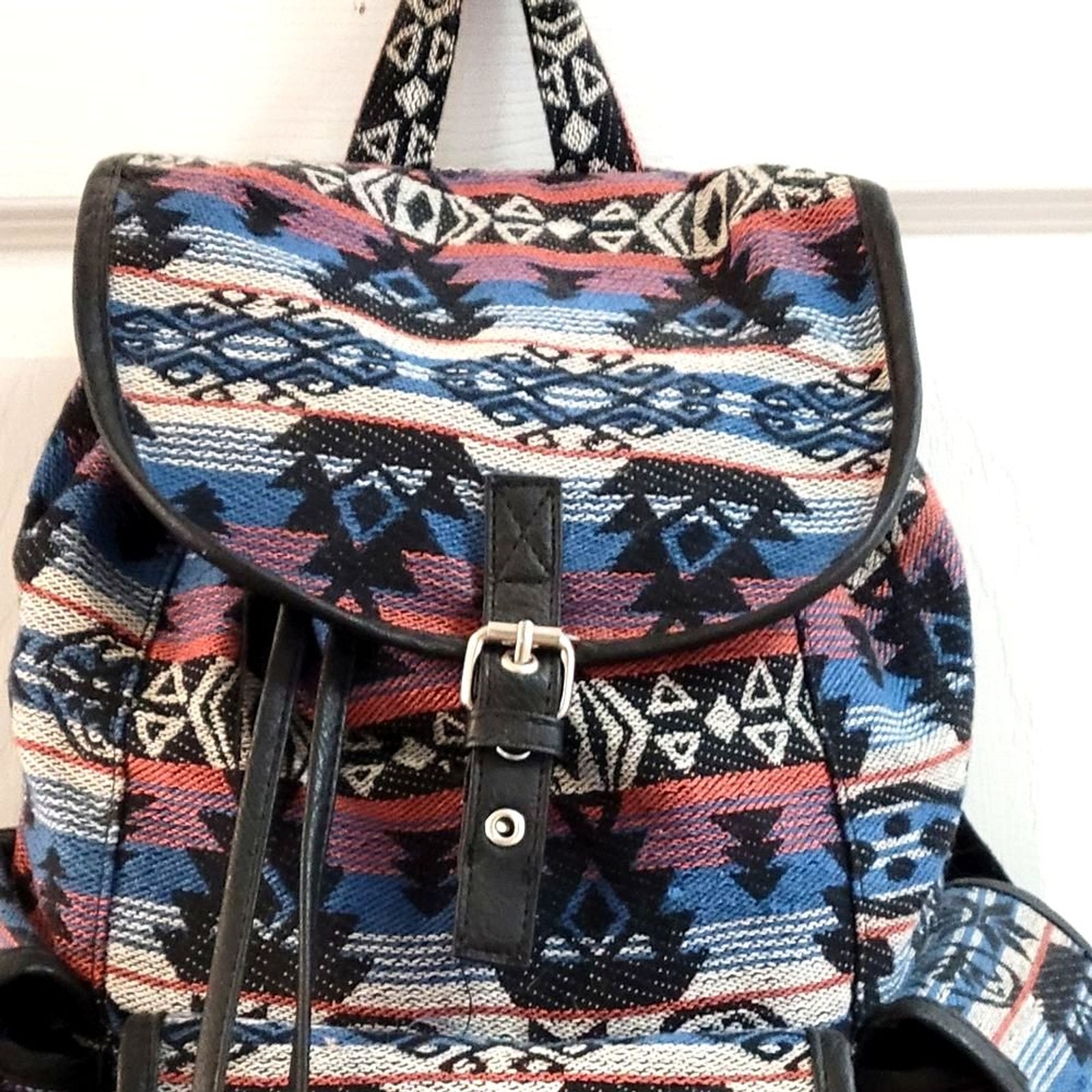 Colorful Aztec Patterned Canvas Backpack - image 2