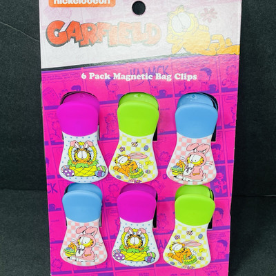 Nickelodeon Garfield Cartoons 6 Pack Bag Clips Easter Spring Flowers Bunny Eggs