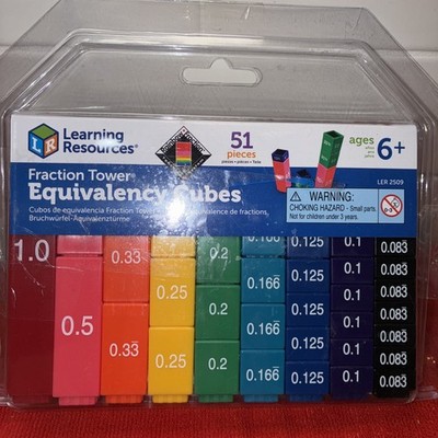 Learning Resources Fraction Tower Equivalency Cubes - 51 Pieces, Ages 6+ Math To