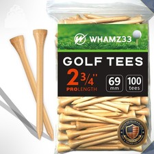 Wooden Golf Tees 2 3/4 Inch Pack 100 Professional Natural Wood