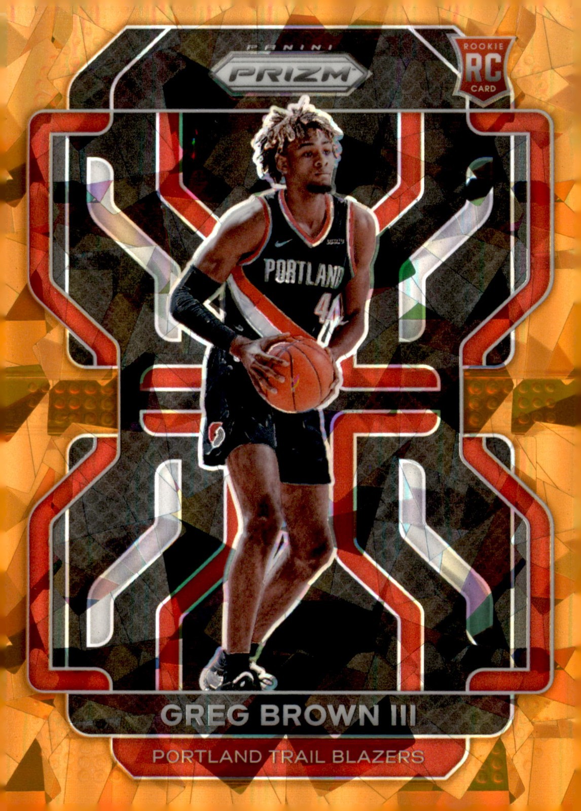 GREG BROWN III ROOKIE 2021-22 PRIZM ORANGE CRACKED ICE PRIZM #291 PORTLAND