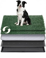 Dog Grass Pad with Tray, 35"x23" Grass Pad for Dogs Potty with 2pcs Artificia...