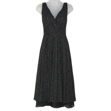 Vtg 90s Talbots Polka Dot Silk Midi Dress Womens sz 8 rockabilly retro pinup