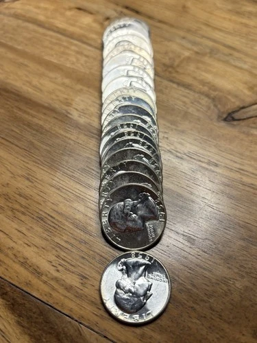 Roll Of 20 Washington BU 1958-1964 Silver Quarters 125 Grams