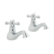 VADO INFINITA FUJI VICTORIANA PAIR 1/2" BASIN PILLAR TAPS CHROME MDL-FUJ-007