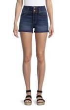 No Boundaries Junior  s High Rise 2 Button Blue Jean Shorts 3  Dark Wash Size 7