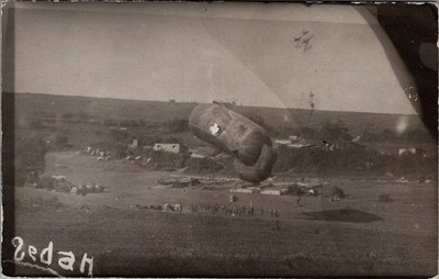 Boche (German ?) BALLOON on the Ground, SEDAN ?, France Real Photo Postcard