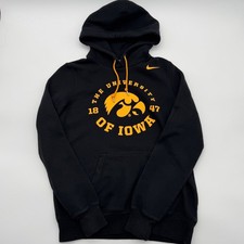 Nike University of Iowa Hawkeyes Hoodie Kids Large Black Gold Sweatshirt Logo