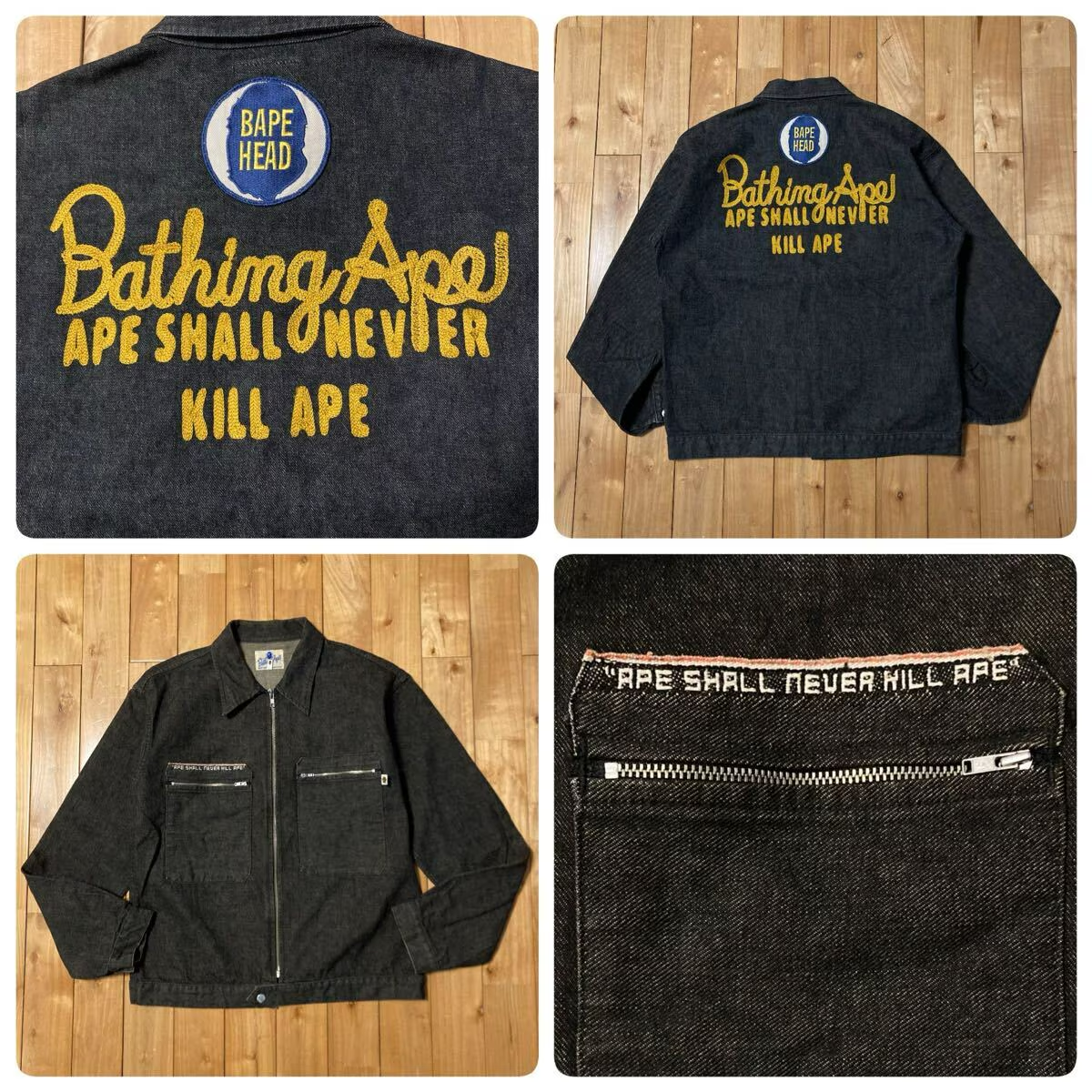Vintage BAPE Champion embroidered black denim jacket NIGO A