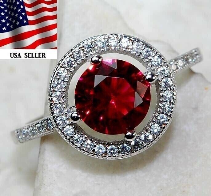 2CT Heat Treated Rubellite Tourmaline 925 Solid Sterling Silver Ring Sz 7 U4-7