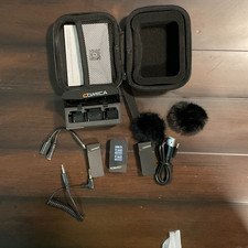 Comica Wireless Microphone System Kit w/ 2 Transmitters, Receiver, Case, 3.5mm