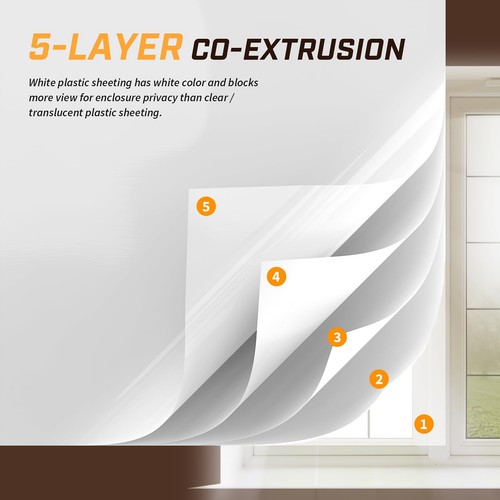 Crawl Space Vapor Barrier, 10mil Film, 10'x25', White Plastic Sheeting Thick Plastic Sheeting Heavy Duty Polyethylene Film Drop Cloth Vapor Barrier Cover