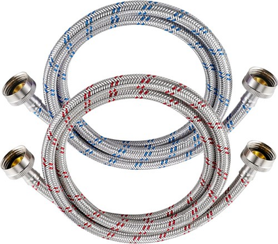 #ad 4 Ft Washing Machine Hoses 2 Packs Premium Stainless Steel Washer Hoses Burst P $19.21