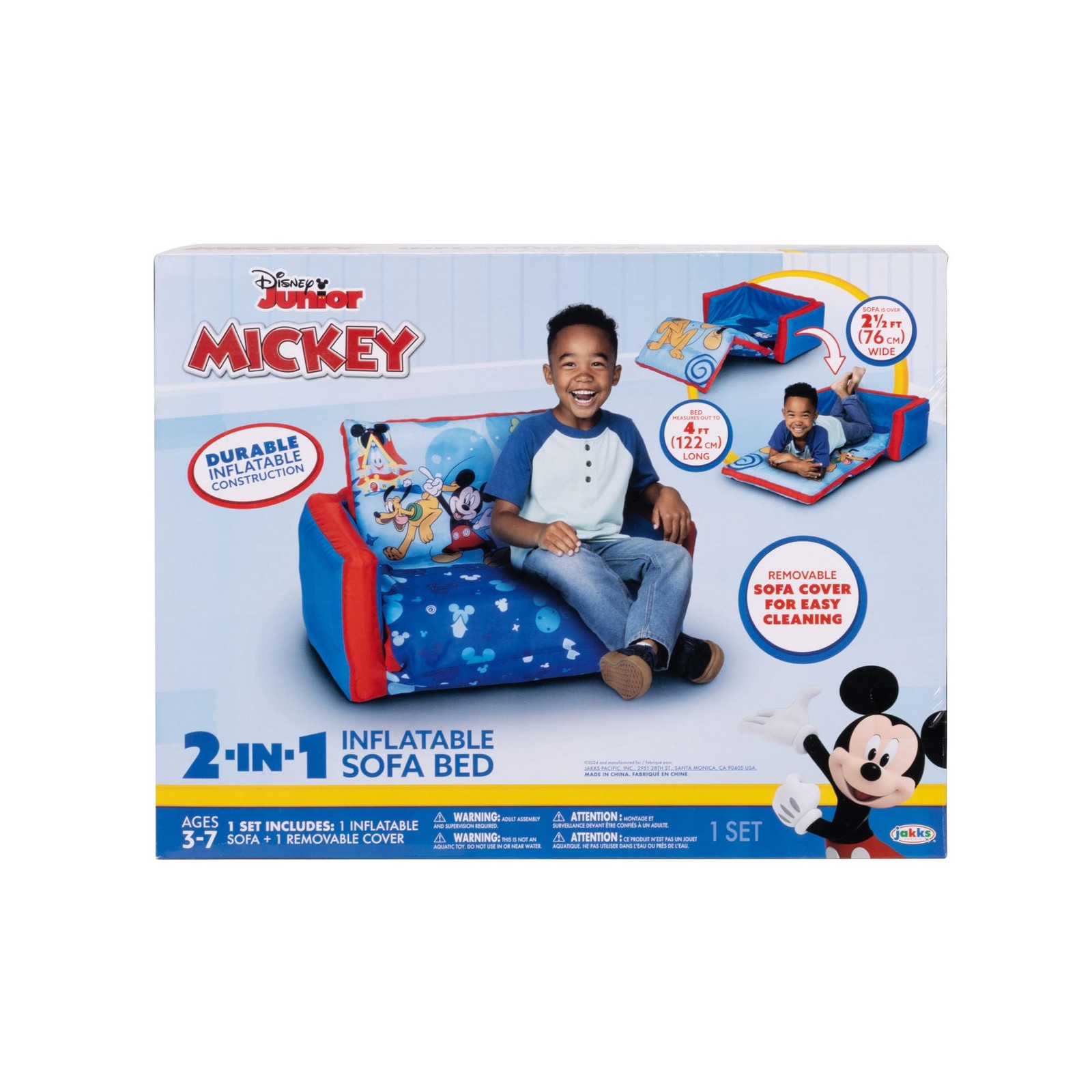 Kids Sofa Bed, Children's 2-in-1 Flip Open Inflatable Comfy Couch to Lounger,...