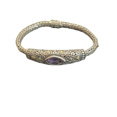 Samuel B Benham Sterlingsilber & 18 K Gold lila Amethyst Armband 8 Zoll