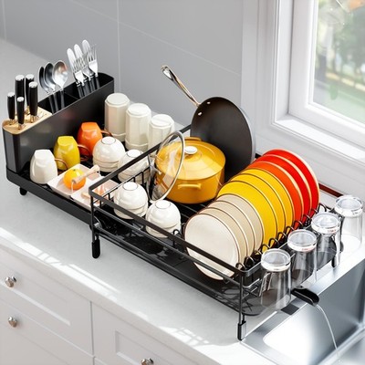 Large Dish Drying Rack, Expandable Dish Racks for Kitchen Counter, Multifunct...