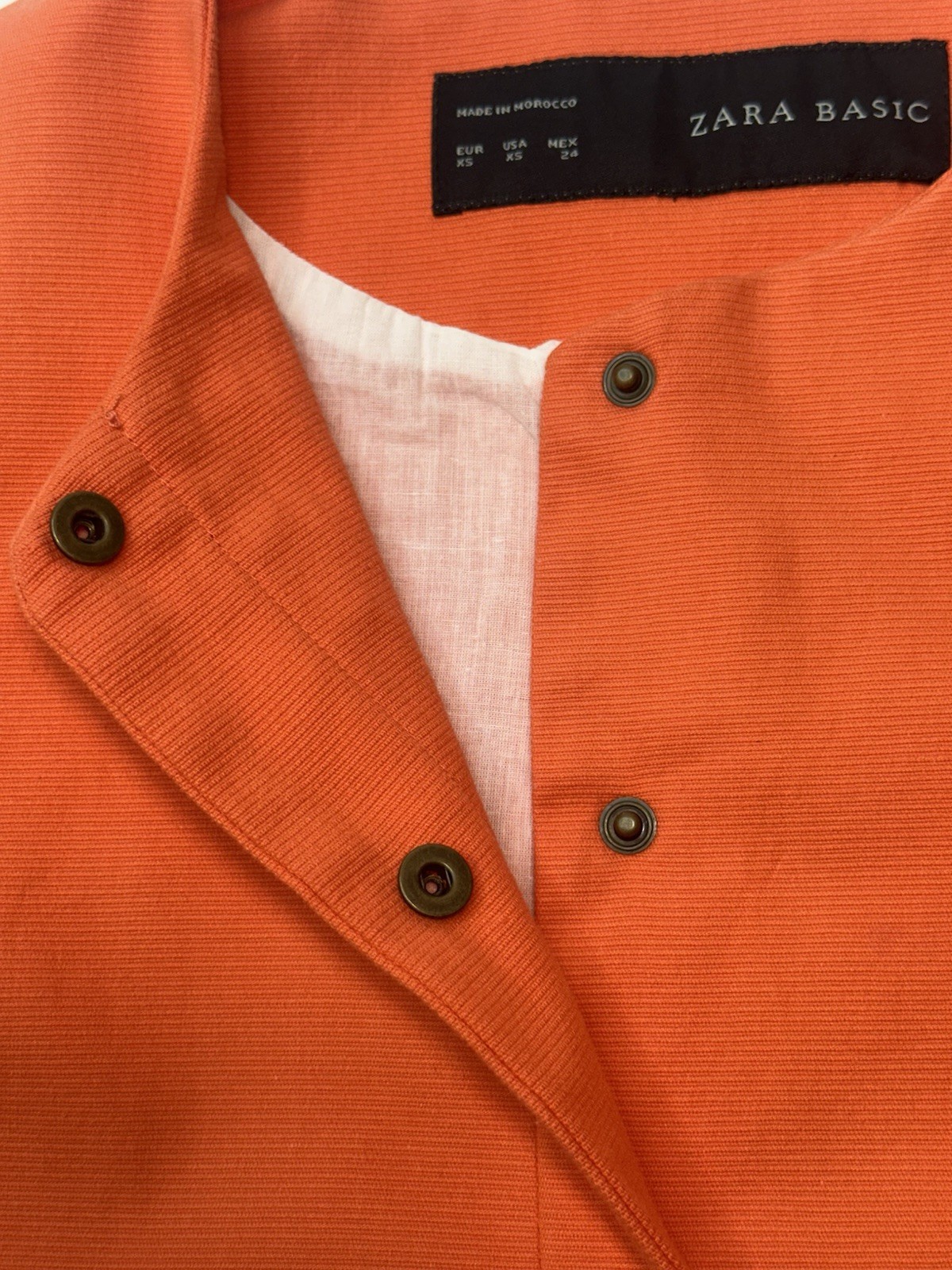 Zara  Basic Collarless Jacket In Vibrant Orange H… - image 4