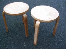 Authentic pair of Alvar Aalto Artek stacking stools, probably Finmar, 1930s/40s