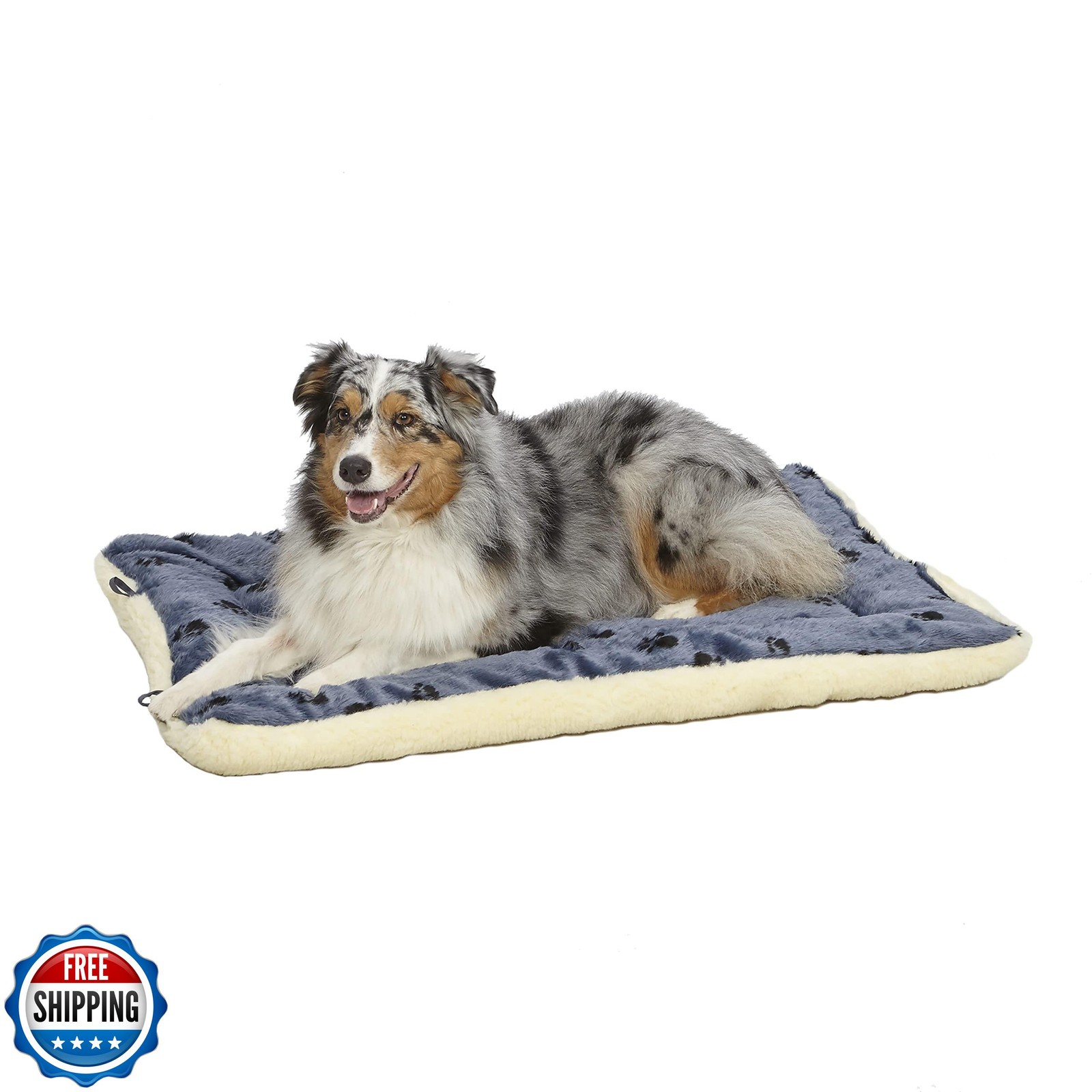 MidWest Homes Reversible Blue White Paw Print Dog Bed for Pets