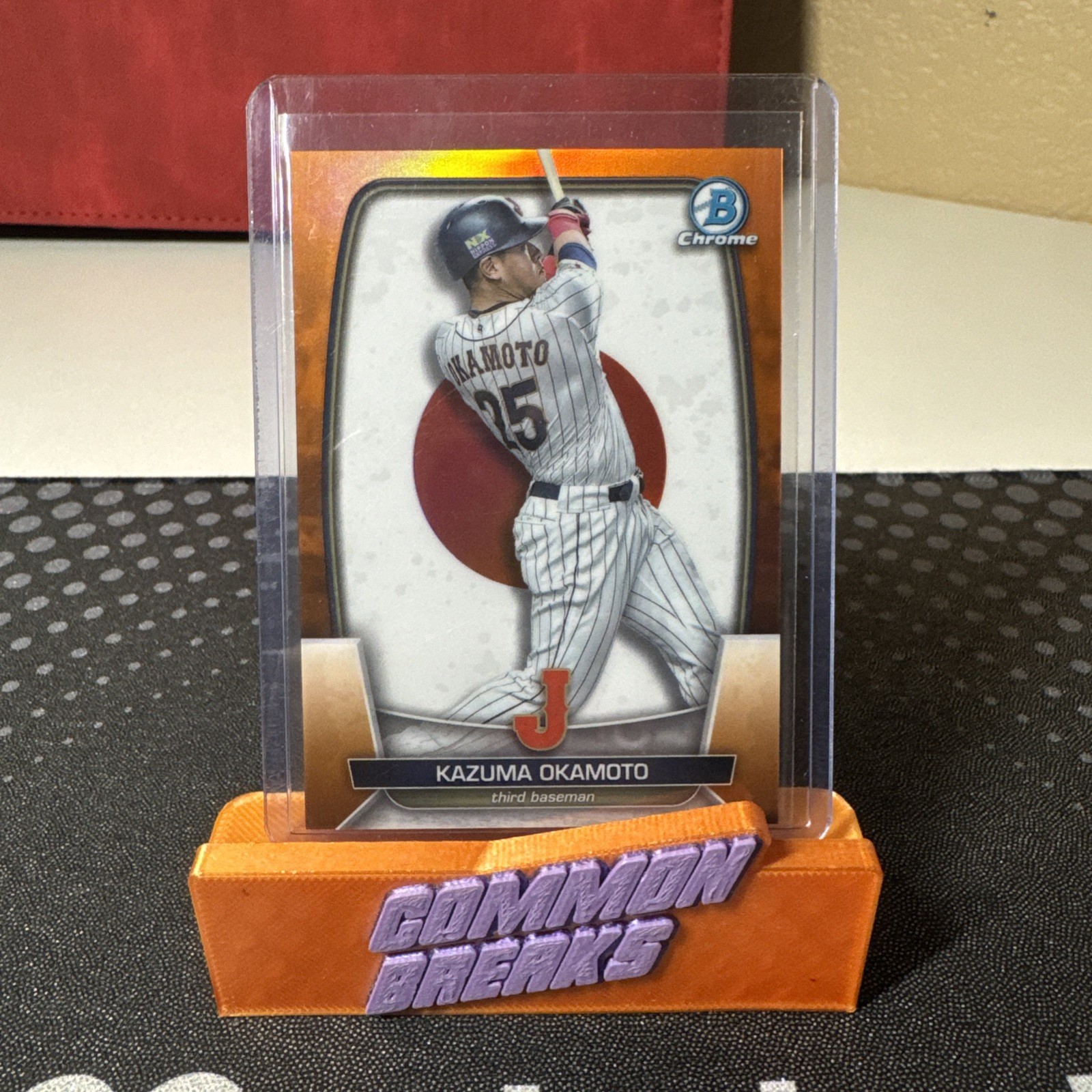 Kazuma Okamoto 2023 Bowman Chrome WBC Orange Flag Refractor /25 Japan Blue Jays