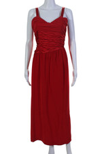 Black Tie Womens Side Zip Sleeveless V Neck Ruched Satin Gown Red Size 10