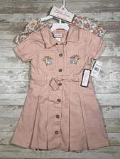 Little Lass Girls Dresses Button Up 2 Pack Peachy Pink  Floral A Line Size 6