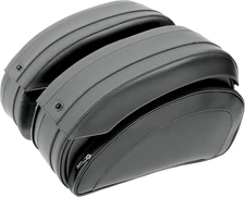 Saddlemen Black Leather Zipper Twist-lock Deluxe Saddlebags Harley FXST FXR FXD