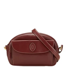 Cartier Must Line Leather Shoulder Bag Women Brown One Size