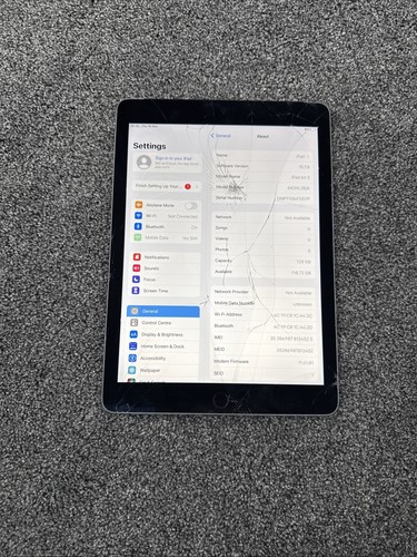 Apple iPad Air 2nd Gen Tablet 128GB WiFi + Cellular Space Grey A1567 Cracked - Picture 4 of 5