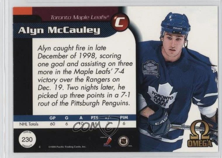 1998-99 Pacific Omega Alyn McCauley #230 - Image 2 of 2