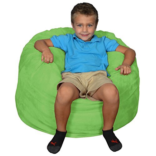 Comfy Sacks Kids Memory Foam Bean Bag Chair Lime Micro Suede for sale