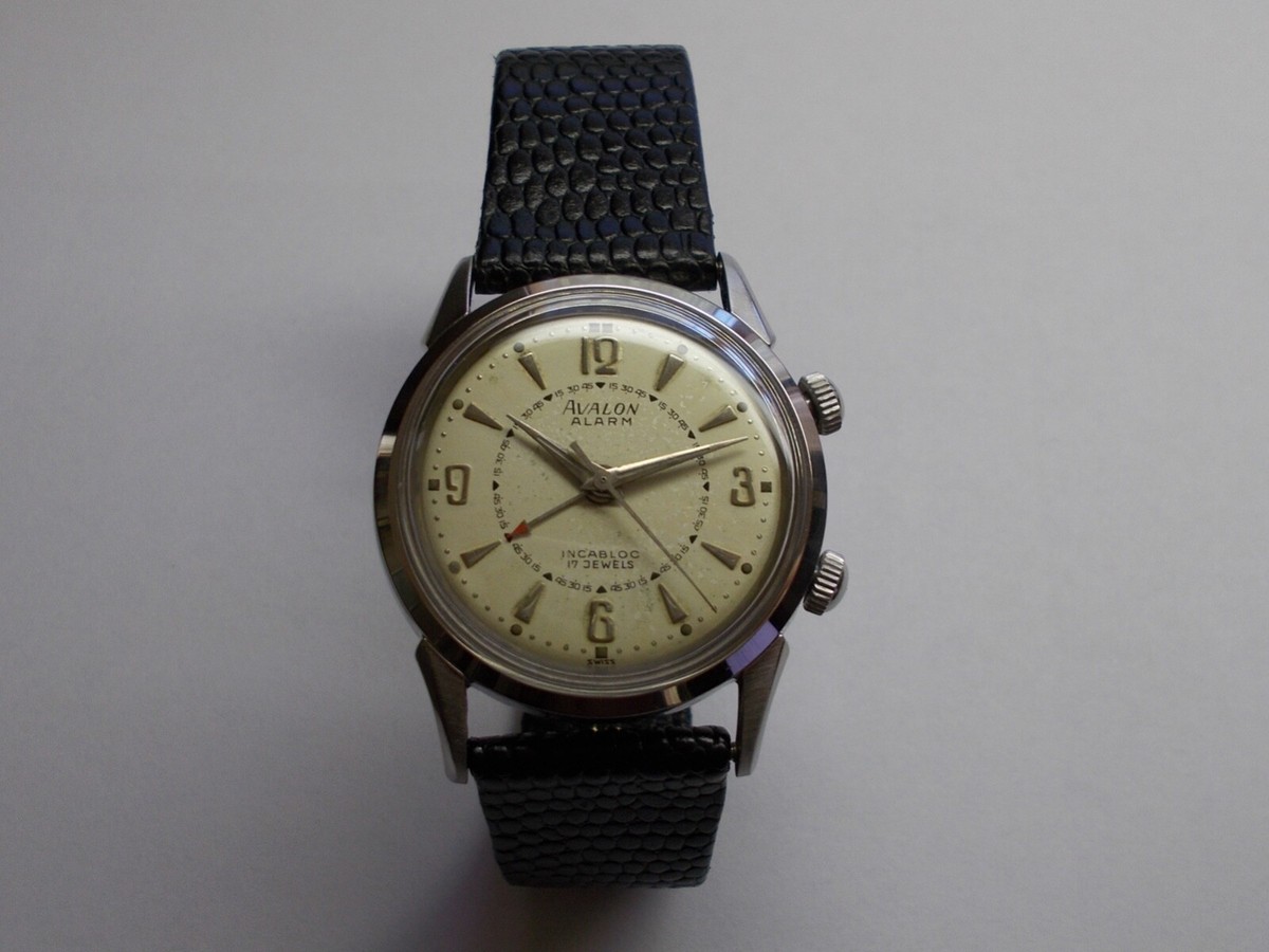 VINTAGE SWISS AS 1475 AVALON ALARM ORIGINAL MEN'S WRIST WATCH
