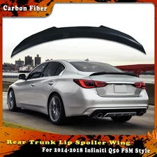 Rear Trunk Spoiler Wing Lip Carbon Look For 14 - 18 Infiniti Q50 PSM-Style