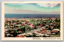 1949 stamped Postcard Aerial Birds Eye View Ensenata Baja California Mexico