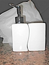 White 2 PC set Fits Together Dispenser Toothbrush Holder bath Accessory Set