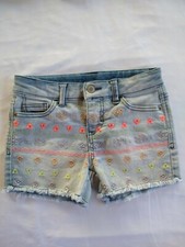 Cherokee Girls Embroidered Jean Shorts Medium Light Wash Adjustable Waist