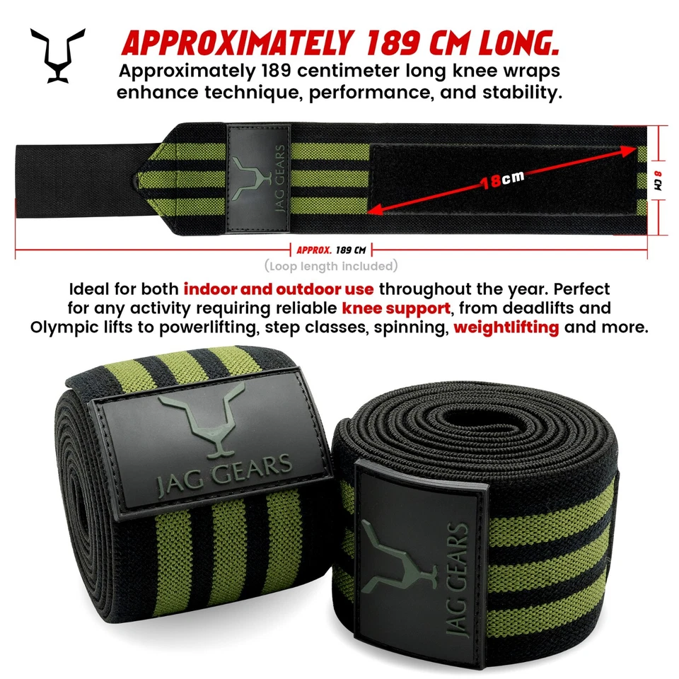 Jag Knee Wraps, Fitness Training Knee Straps, Knee Sleeves Weightlifting Squats - Image 4 of 4