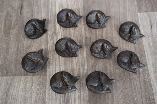 Iron door knobs cast cabinet Fox drawer handles pull rustic hardwar 10 pcs - Picture 4 of 6