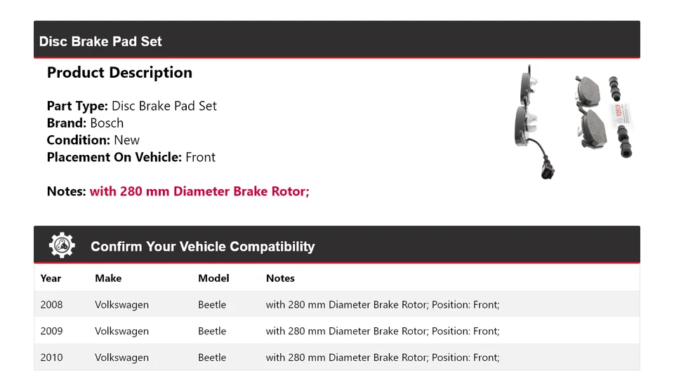 Pastillas de freno delanteras semimetálicas QuietCast para Volkswagen Beetle Bosch 2008-2010 Foto 2 de 4