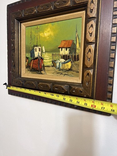 Van Gores Latina Beach Oil Painting Signed Framed - Picture 4 of 7