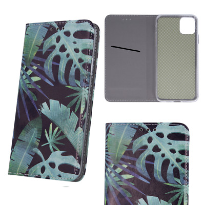 Handy Tasche Schutz Hülle mit Motiv  Flip Case Muster Bunt Etui Pflanzen Plant 2