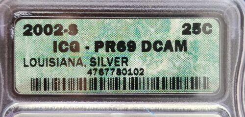 2002-S 90% silver Proof Louisiana State Quarter ICG PR69 Ultra Cameo. Our SC155 - Picture 5 of 5