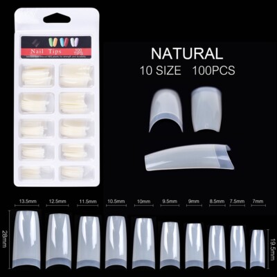 KADS 100Pcs Lange Französisch Gefälschte Nägel Falsche Nagel Tips Natürliche