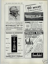 1938 PAPER AD Gibbs Inboard Fishing Boat Motor Gas Engine Marathon Lure Jako