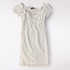 Anna Grace White Puff Sleeve Mini Dress Size S