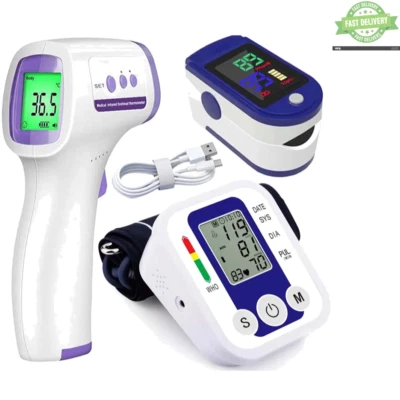 AJC Digital Arm Blood Pressure Monitor LCD Automatic BP Cuff Oximeter Thermometer