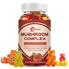 Vegan Mushroom Blend for Focus & Immunity,with Reishi & Cordyceps 2500mg Gummies