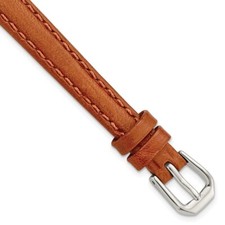 10mm 6.75" Havana Italian Leather Silver-tone Buckle Watch Band
