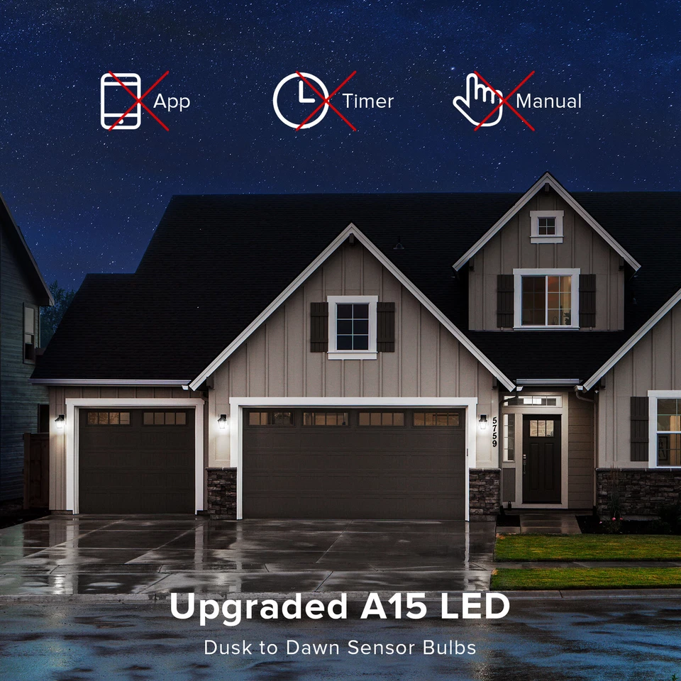 SANSI 800LM LED Light Bulb Dusk To Dawn A15 8W 60W Equiv. 5000K Daylight Outdoor - Image 2 of 4